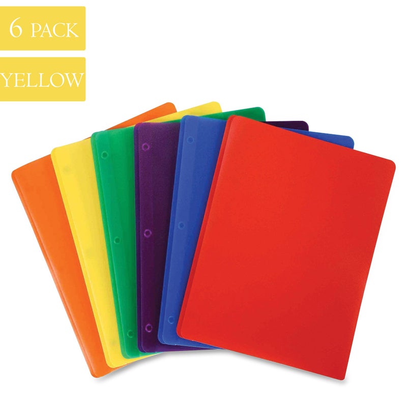 Klingy Plastic Pocket Folders, Heavy Duty Durable Poly, 2 Pocket Folder, with Business Card Slot - 11" x 8 1/2" Sheet Size - 6-Pack (Yellow) - Image 2